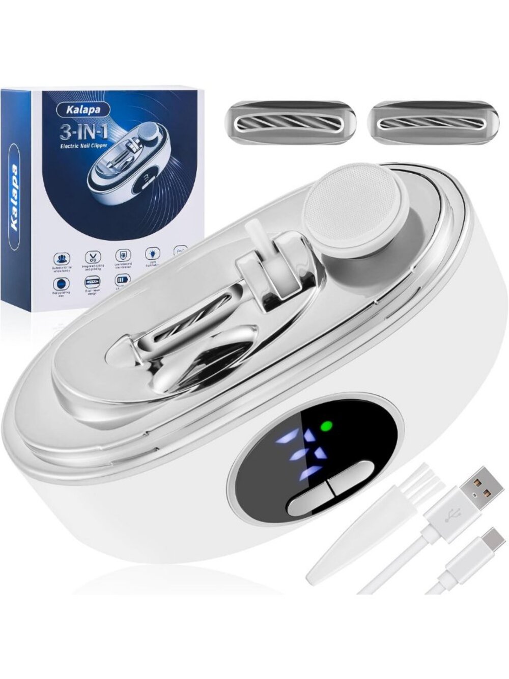 Upgraded 3-in-1 Electric Nail Clipper & File - Automatic Toenail Trimmer